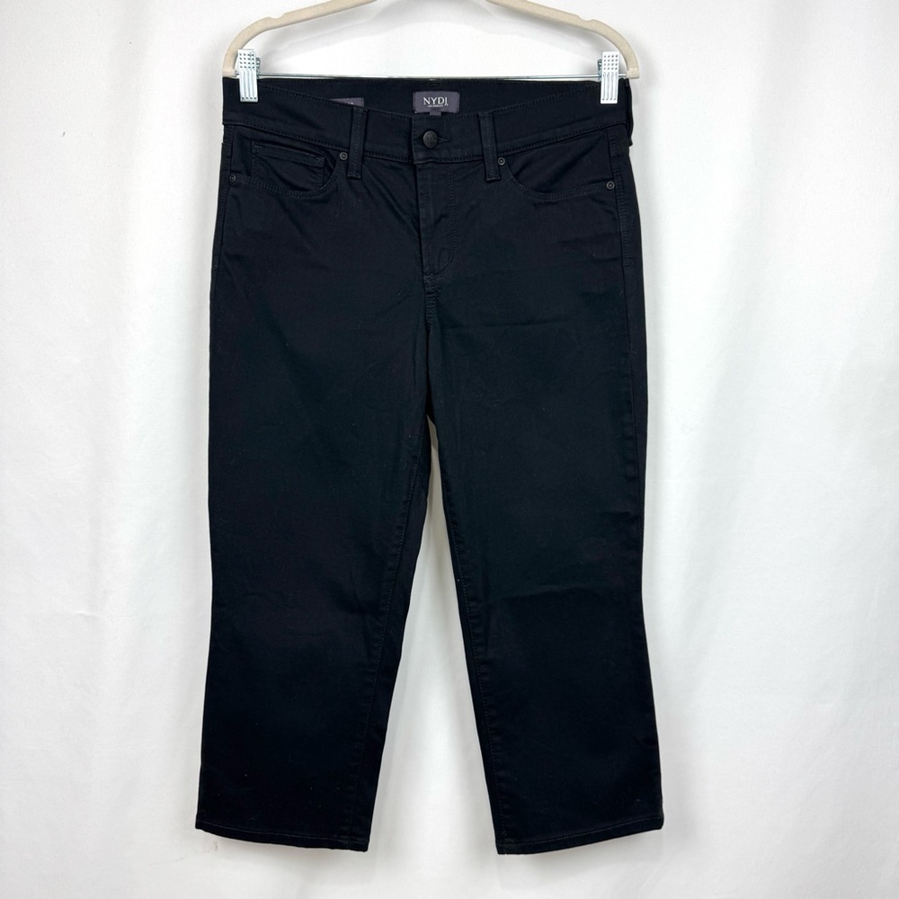 NYDJ Women’s Sz 4 Black MARILYN CROP Denim Jeans Lift Tuck Technology Casual - Picture 1 of 11